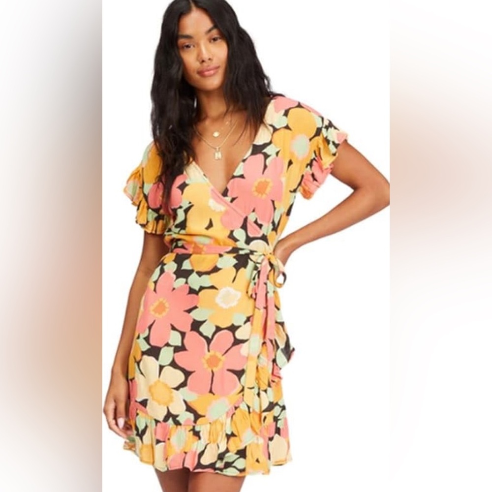Billabong wrap and roll floral dress